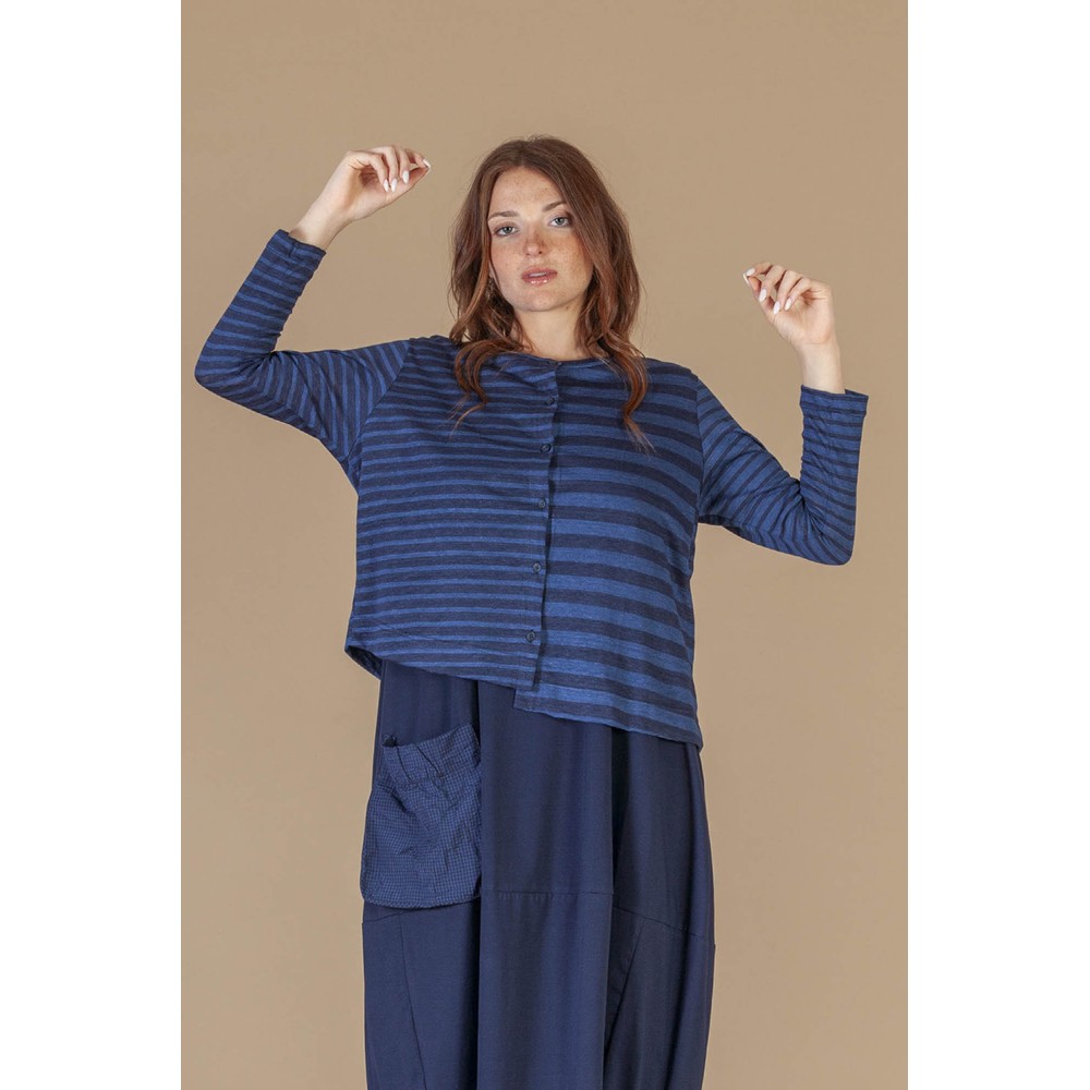 Mama B Cre Stripe Knit Jumper Blu