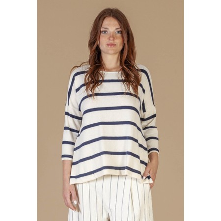 Mama B Emotiva R Blu Relaxed Stripe Eco Fleece Jumper - Blue
