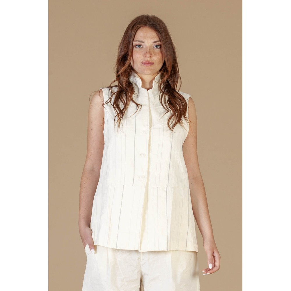 Mama B Goccia R Pinstripe Waistcoat Latte
