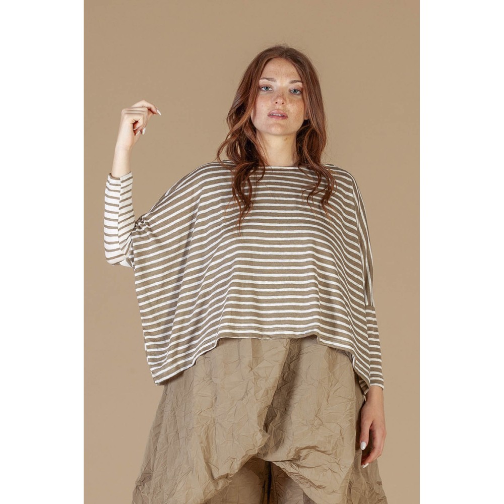 Mama B Ki Cropped Cumin Stripe Knit Top Cumin
