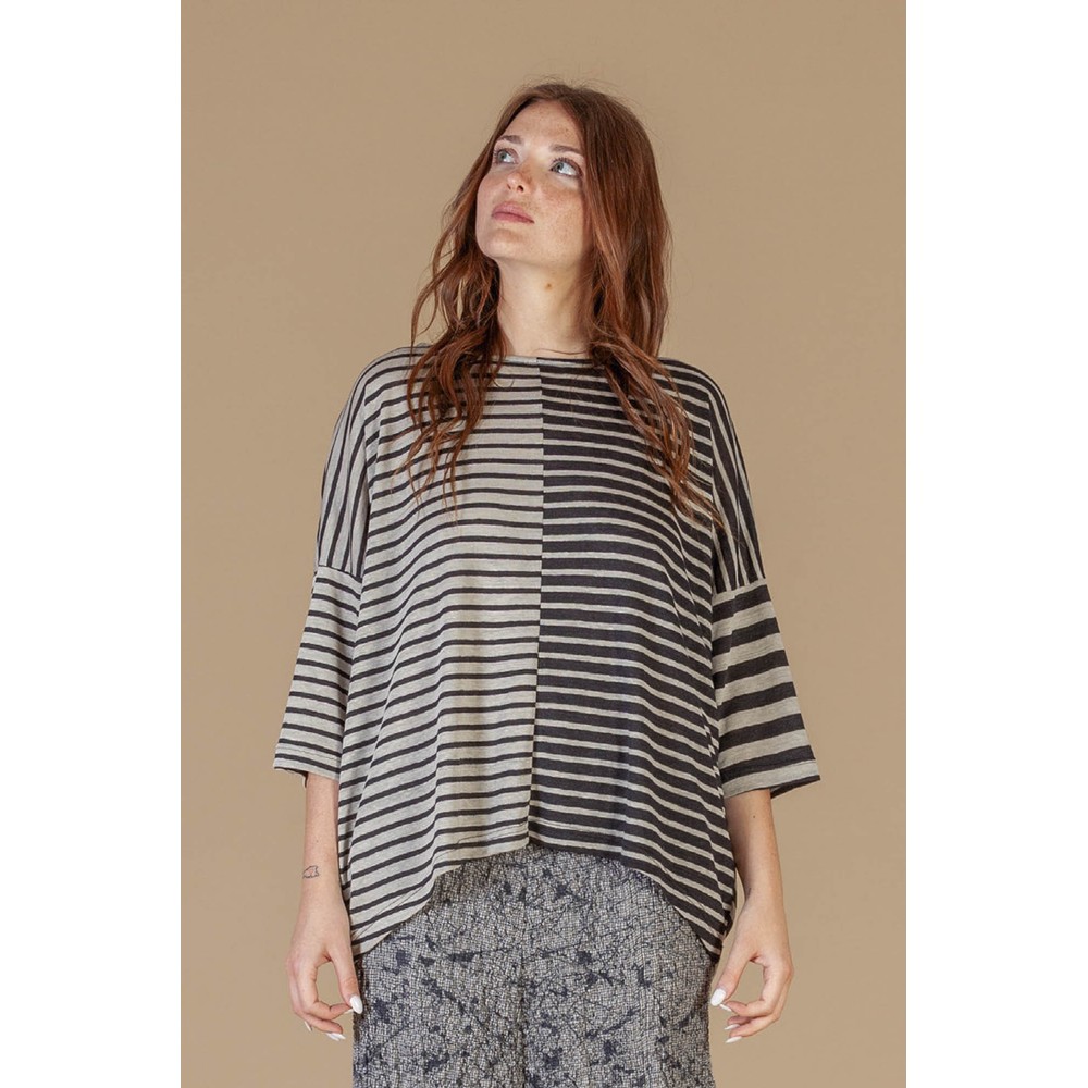 Mama B Rive Oversized Antracite Stripe Top Antracite