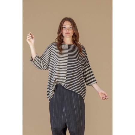 Mama B Rive Oversized Antracite Stripe Top - Grey