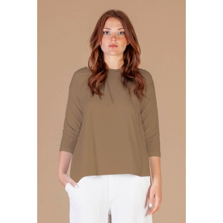 Mama B Tavolara U Cumino Plain Jersey Top - Beige