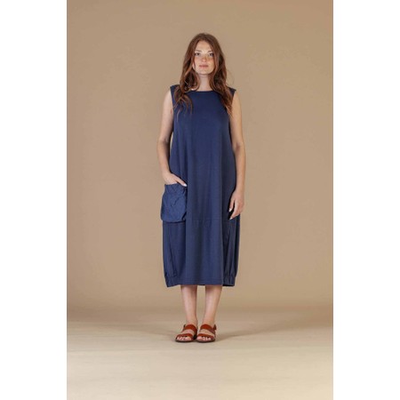 Mama B Venerdi Blu Contrast Crush Pocket Dress - Blue
