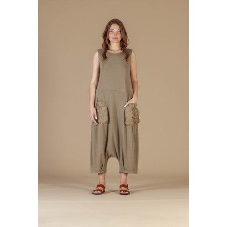Mama B Weekend Cumino Contrast Crush Pocket Jumpsuit - Beige