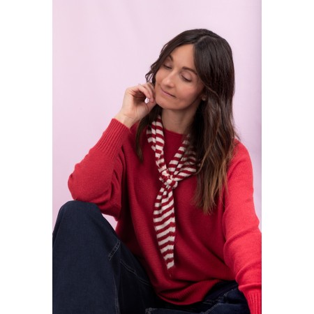 Gemini Label Accessories Triangle Neck Red Stripe Wool Scarf - Red