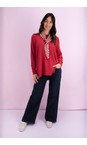 Amazing Woman Berry Red Marley Berry Red Round Neck Oversized Knit Jumper  