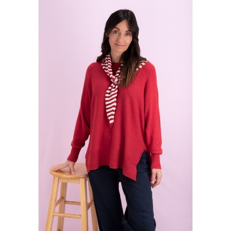Amazing Woman Marley Berry Red Round Neck Oversized Knit Jumper - Red