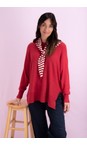 Amazing Woman Berry Red Marley Berry Red Round Neck Oversized Knit Jumper  