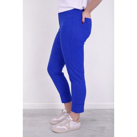 Robell Bella 09 Royal Blue Ankle Length Crop Cuff Trouser - Blue