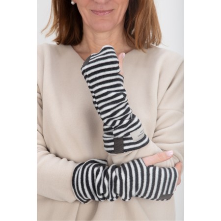 Henriette Steffensen Black And White Stripe Fleece Wrist Warmers - Black