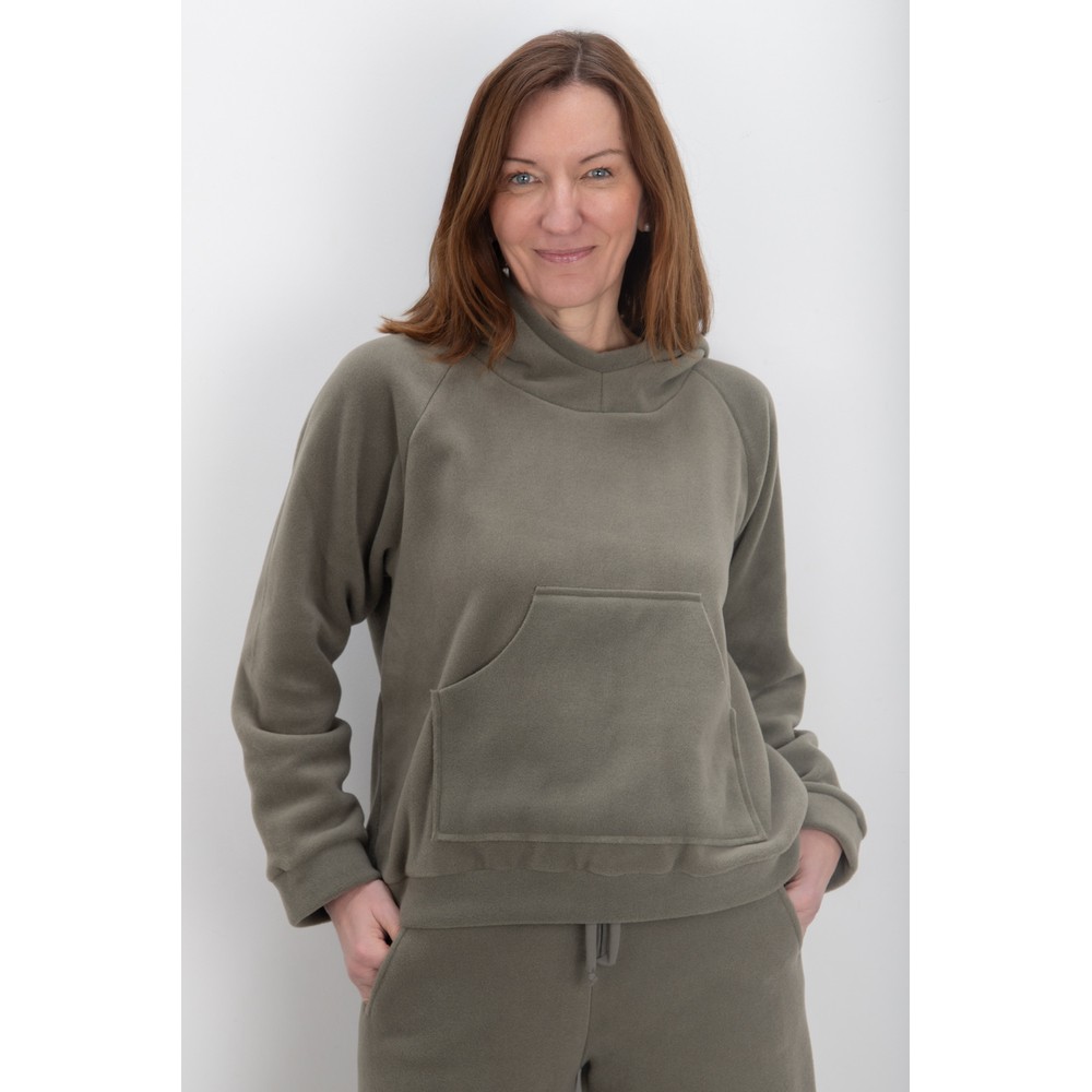 Henriette Steffensen Dusty Green Fleece Hoodie Top Dusty Green