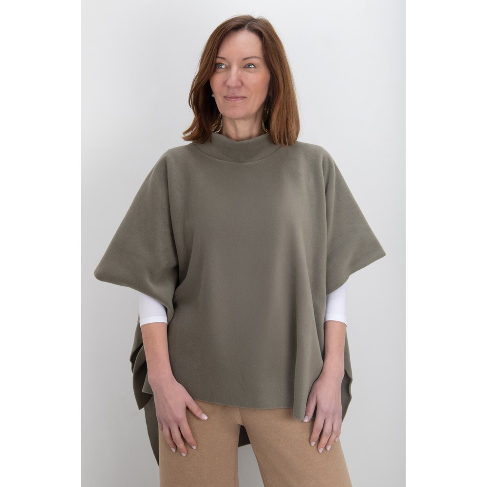 Henriette Steffensen High Neck Dusty Green Fleece Poncho Dusty Green