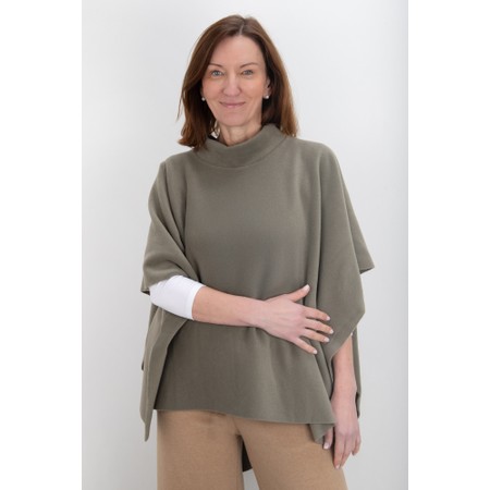 Henriette Steffensen High Neck Dusty Green Fleece Poncho - Green