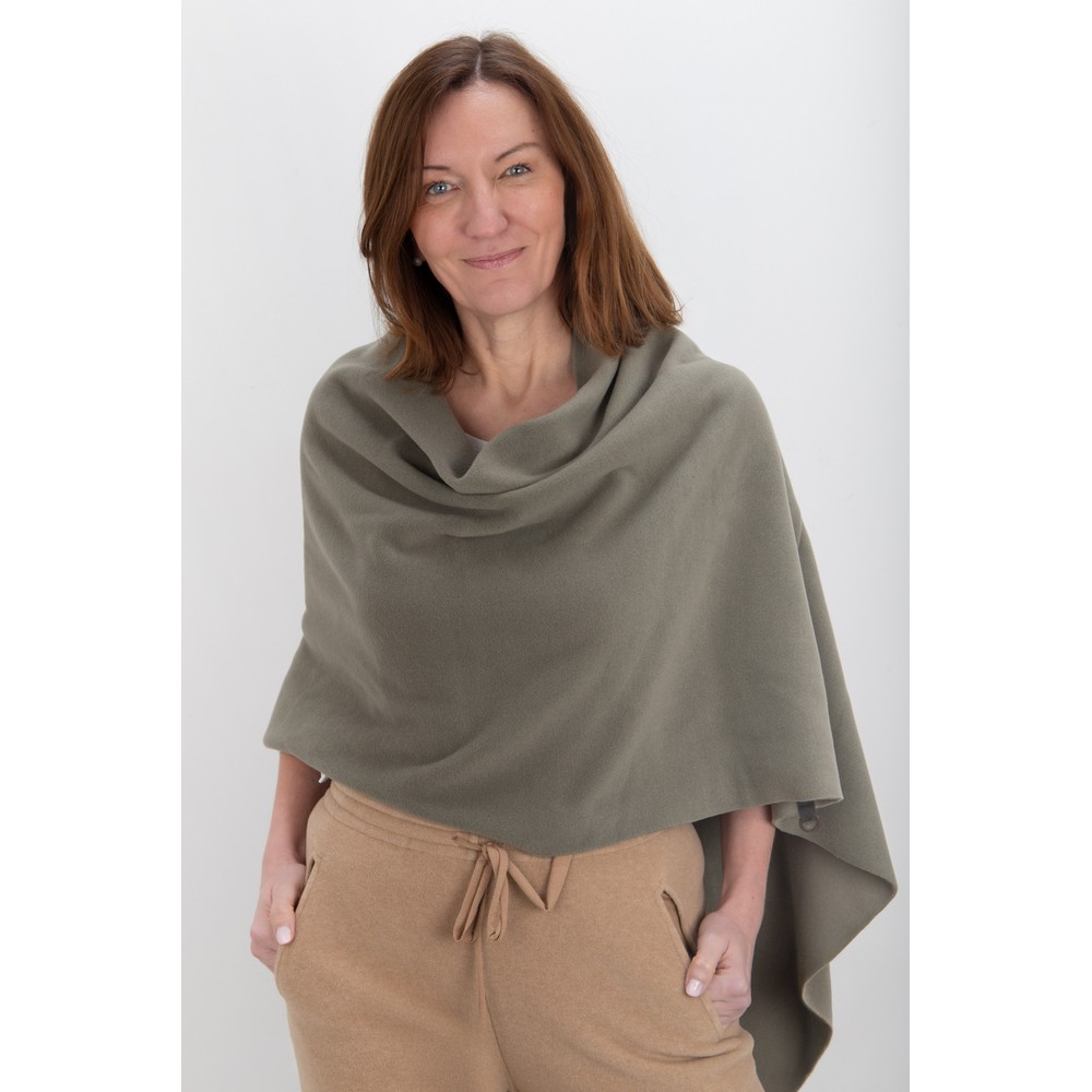 Henriette Steffensen Recycled Fleece Dusty Green Relaxed Poncho Dusty Green