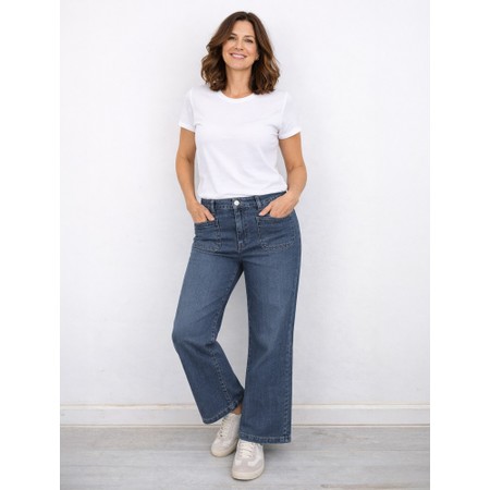 Robell Debby Mid Wash Denim Wide Leg Parallel Jean - Blue