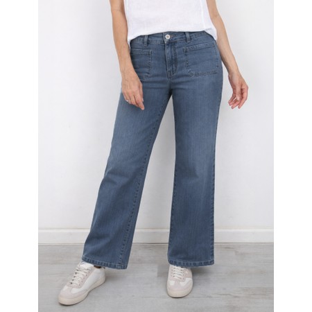 Robell Debby Mid Wash Denim Wide Leg Parallel Jean - Blue