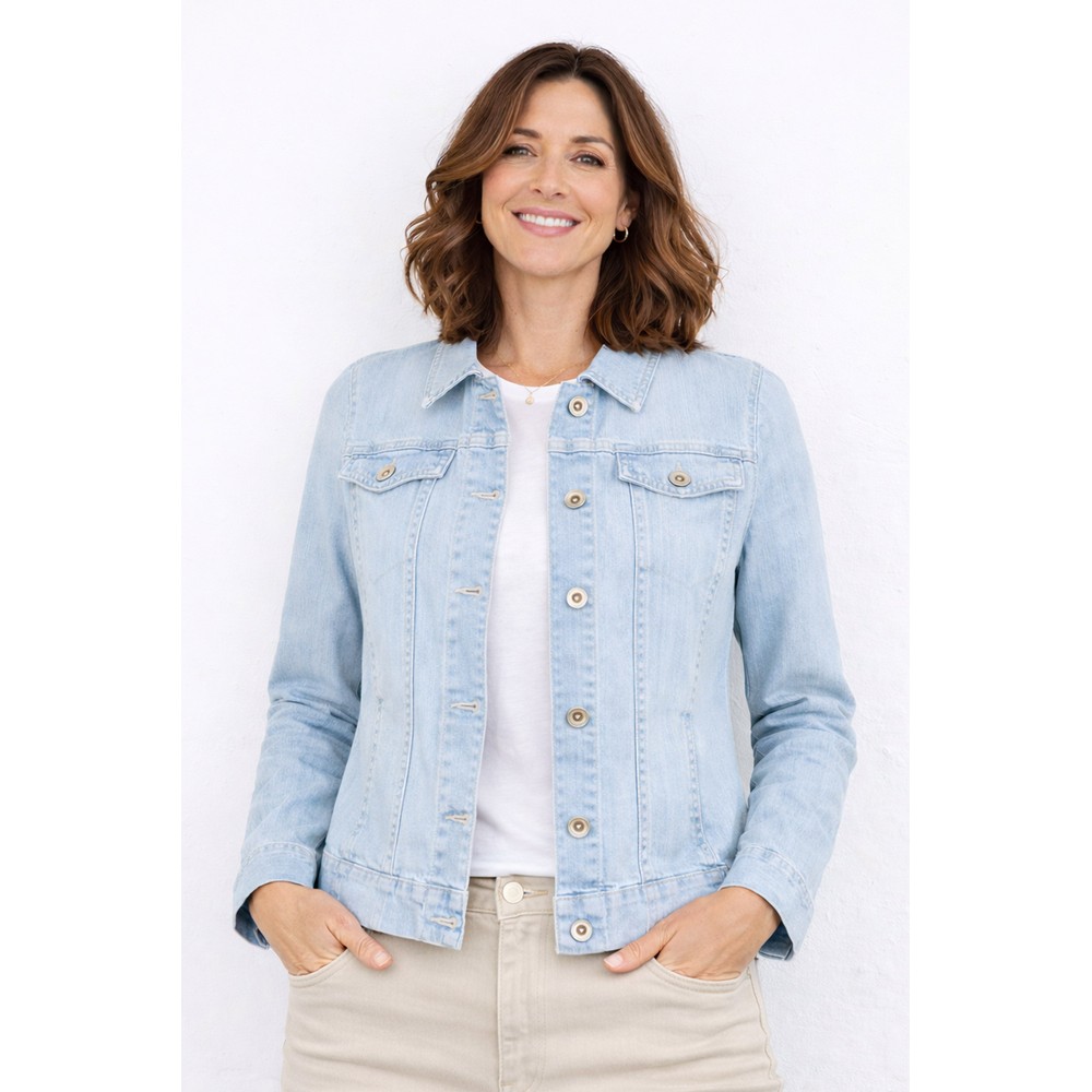 Robell Happy Washed Pale Blue Denim Jacket Pale Blue Denim 61