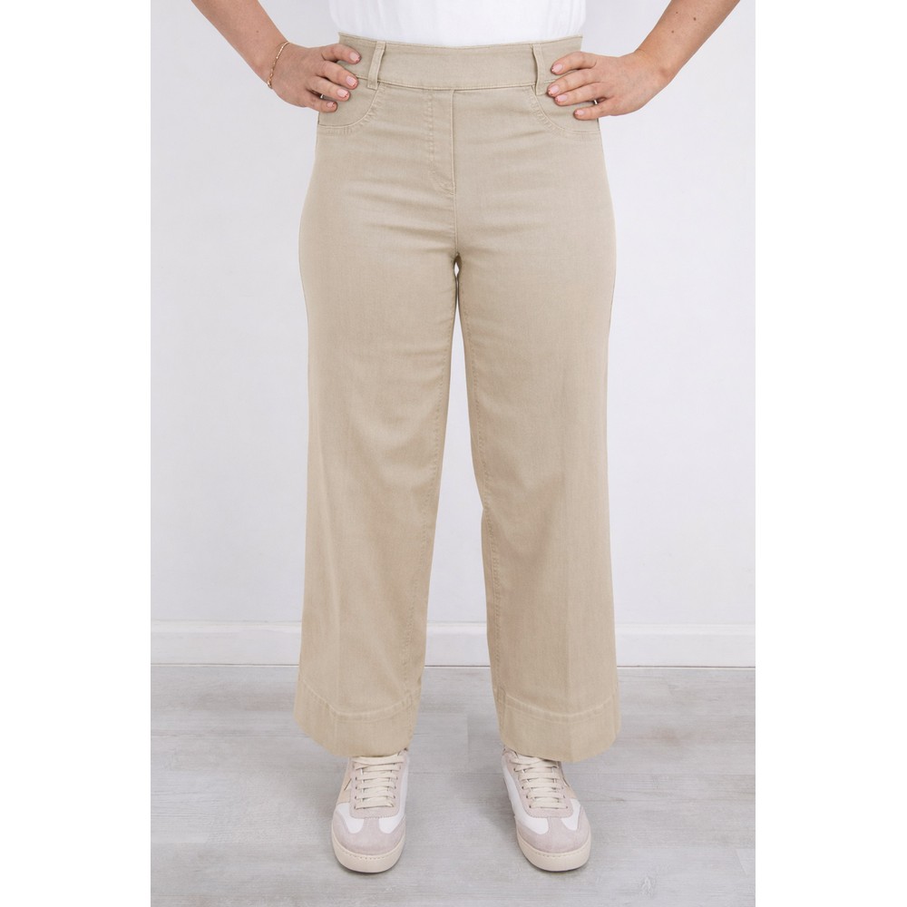 Robell Debby 09 Sand Crop Wide Leg Pull On Jean Sand 14