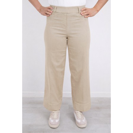 Robell Debby 09 Sand Crop Wide Leg Pull On Jean - Beige