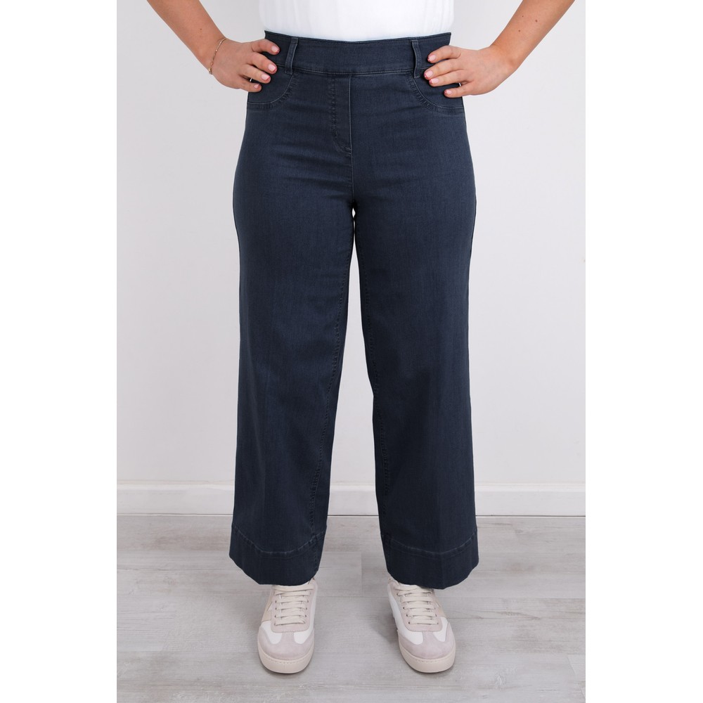 Robell Debby 09 Navy Crop Wide Leg Jean Navy 69