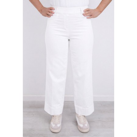 Robell Debby 09 White Crop Wide Leg Pull On Jean - White