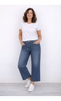 Robell Mid Wash Denim 64 Debby 09 Mid Wash Denim Crop Wide Leg Front Pocket Jean  