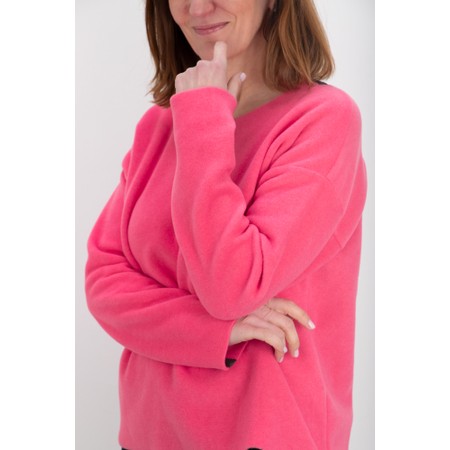 Henriette Steffensen Classic Round Neck Sunset Pink Fleece Blouse - Pink