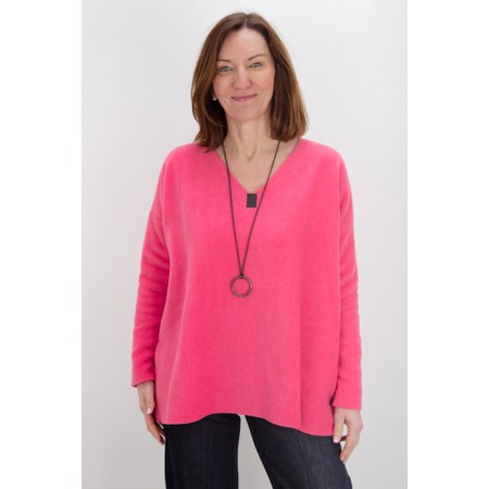 Henriette Steffensen Sunset Pink Fleece V-Neck Blouse - Pink