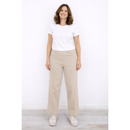 Robell Debby 09 Sand Crop Wide Leg Pull On Jean - Beige