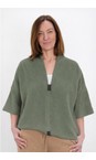 Henriette Steffensen Dusty Green V Neck Short Sleeve Dusty Green Fleece Pullover  