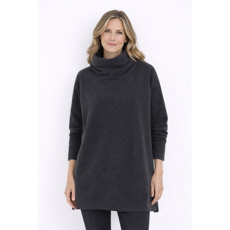 Henriette Steffensen High Neck Soft Black Fleece Tunic - Black