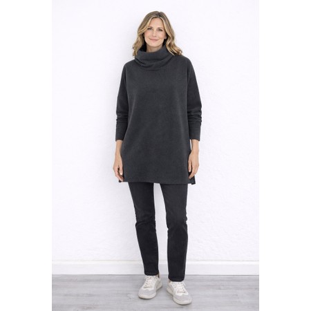 Henriette Steffensen High Neck Soft Black Fleece Tunic - Black
