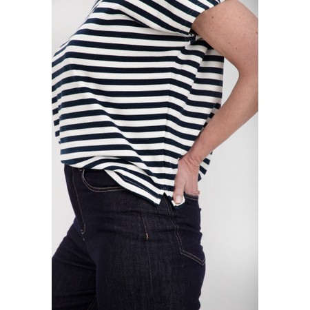 Chalk Wei Boxy Navy And Cream Stripe Top - Multicoloured