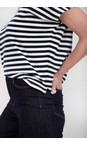 Chalk Navy / Ecru Wei Boxy Navy And Cream Stripe Top  