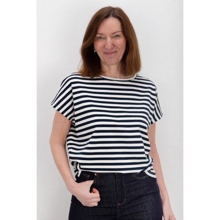 Chalk Wei Boxy Navy And Cream Stripe Top - Multicoloured