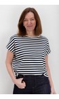 Chalk Navy / Ecru Wei Boxy Navy And Cream Stripe Top  