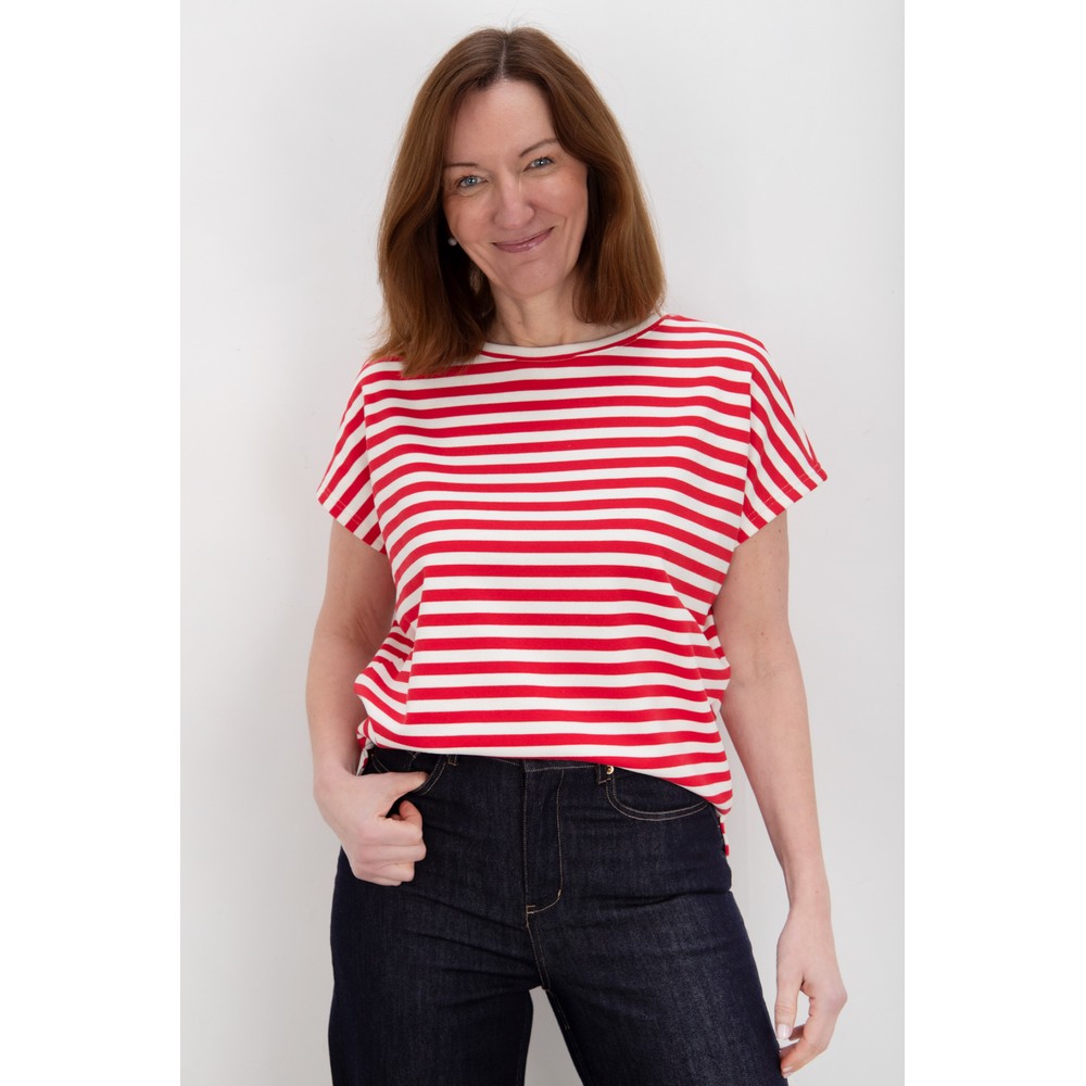 Chalk Wei Boxy Red And Ecru Stripe Top Red / Ecru