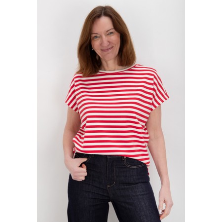 Chalk Wei Boxy Red And Ecru Stripe Top - Red