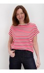 Wei Boxy Red And Ecru Stripe Top