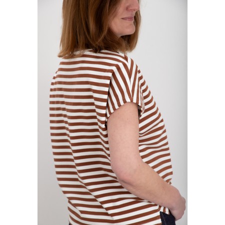 Chalk Wei Boxy Tobacco And Ecru Stripe Top - Beige