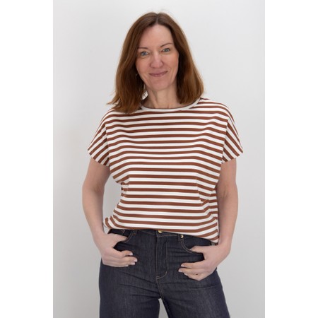 Chalk Wei Boxy Tobacco And Ecru Stripe Top - Beige