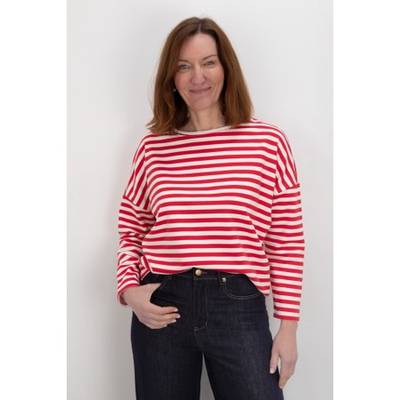 Chalk Rebecca Red And Ecru Stripe Top - Red
