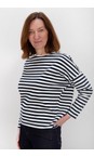 Chalk Navy / Ecru Rebecca Relaxed Navy And Ecru Stripe Top  