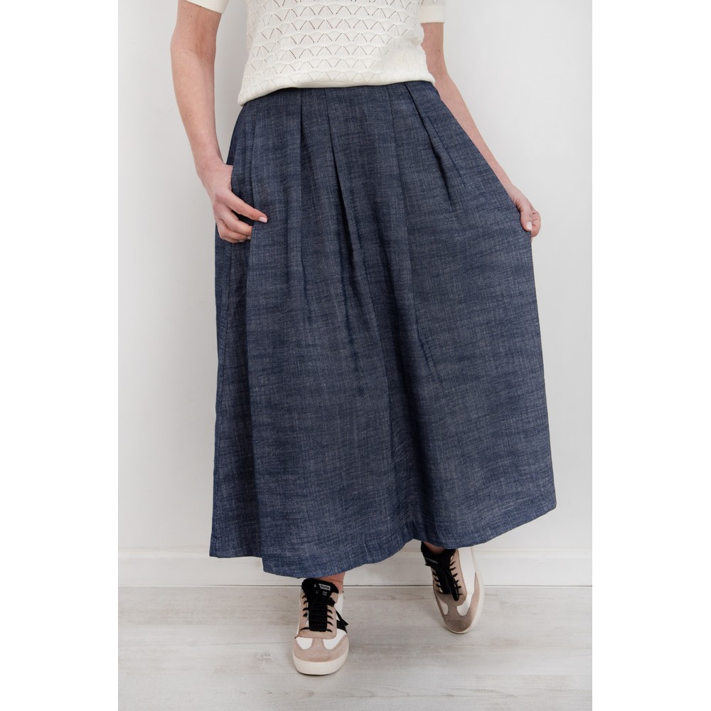 Chalk Gloria Skirt Dark Denim