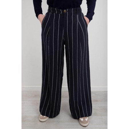 Chalk Jasmine Navy Stripe Trouser - Blue