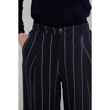 Chalk Jasmine Navy Stripe Trouser - Blue
