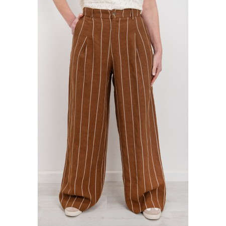 Chalk Jasmine Tobacco Stripe Trouser - Brown
