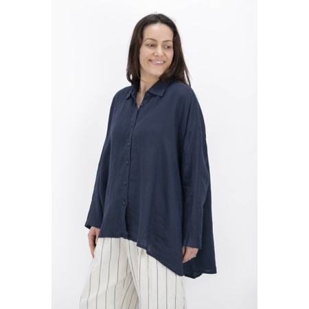 Mama B Accesa L Blu Oversized Button Shirt - Blue