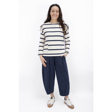 Mama B Buccia Blu Stripe Patch Pocket Fleece Jumper - Blue